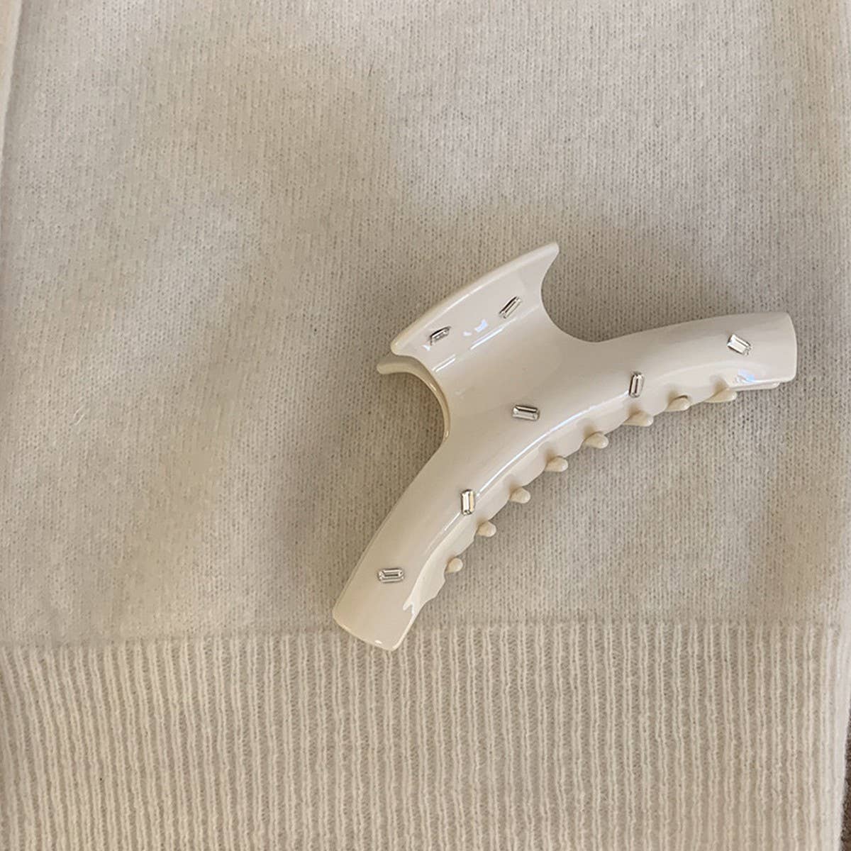 Rhinestone Hair Claw Simple Elegant Shark Clip_Cwaha07964