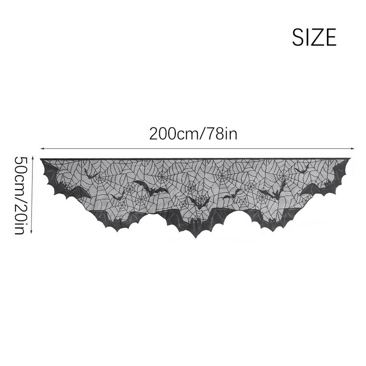 HALLOWEEN MANTEL BAT LACE TABLE RUNNER_CWMM1725