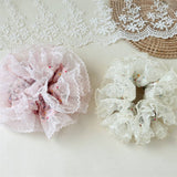 Colorful Floral Ruffled Hair Tie Elastic Durable_Cwaha07530