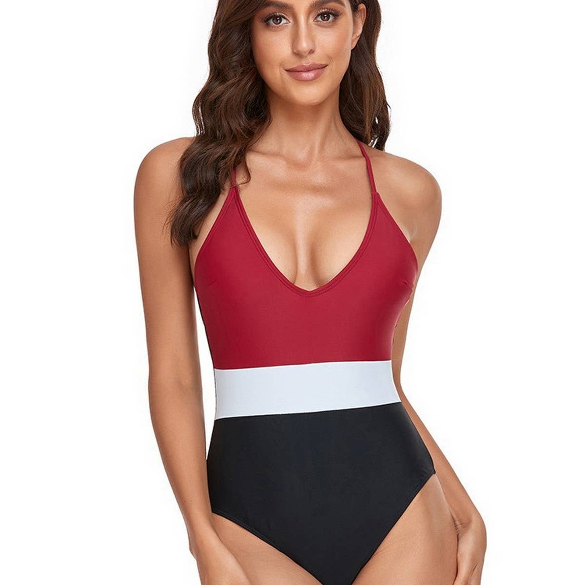SEXY COLOR BLOCK QUICK DRYING ONE PIECE SWIMSUIT_CWMW0623