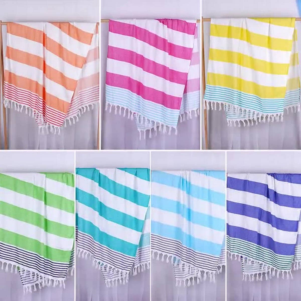 STRIPED TURKISH BEACH TOWEL ABSORBENT SUNPROTECTION_CWMM7666