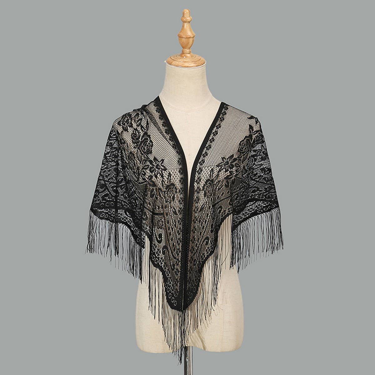 SUMMER WAISTCOAT HOLLOW TASSEL TRIANGLE SHAWL_CWMM1997