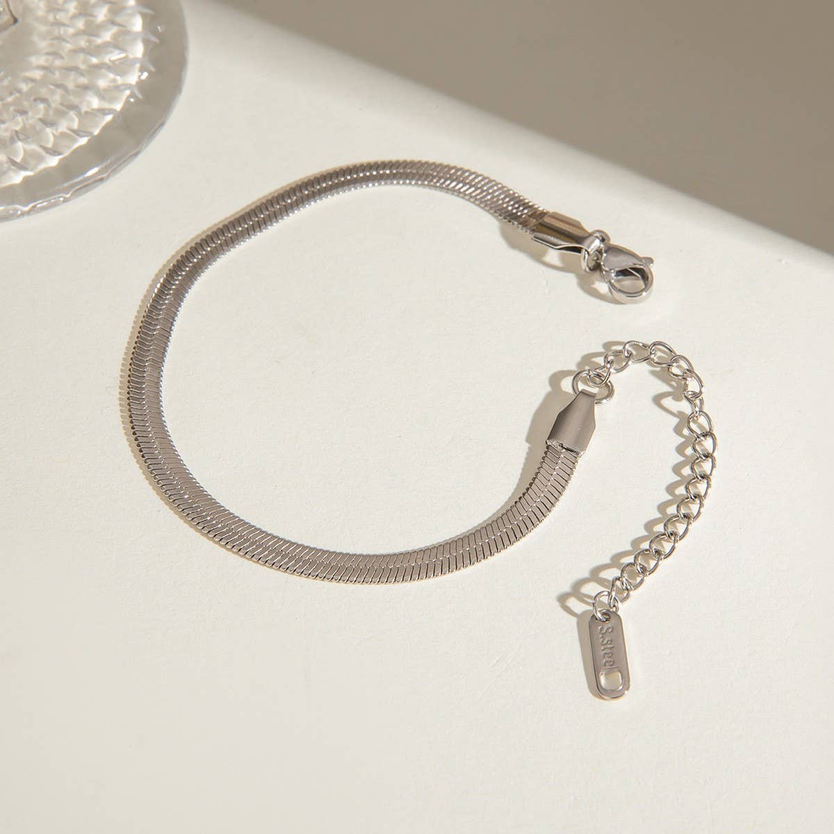 STAINLESS STEEL FLAT SNAKE CHAIN BRACELET NECKLACE_CWAJE4873