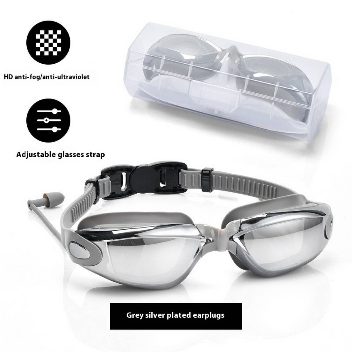 SILICONE RACING SWIM GOGGLES HD ANTI FOG MIRROR_CWASG1036
