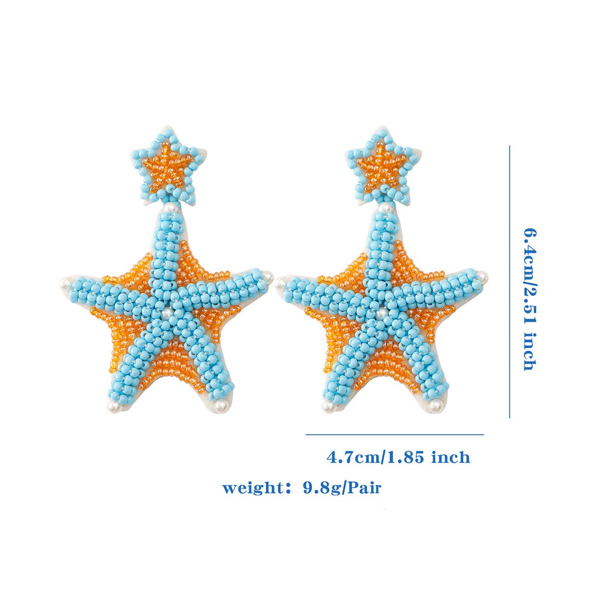 CUTE CARTOON DOLPHIN STARFISH RICE BEAD EARRINGS_CWAJE1647