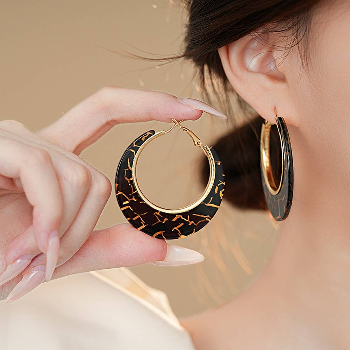 LEOPARD GEOMETRIC VINTAGE EARRINGS_CWAJE2463