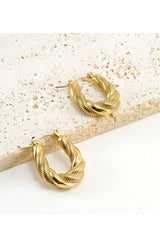 18K Gold Plated Stainless Steel Ring Earrings_Cwaje0376
