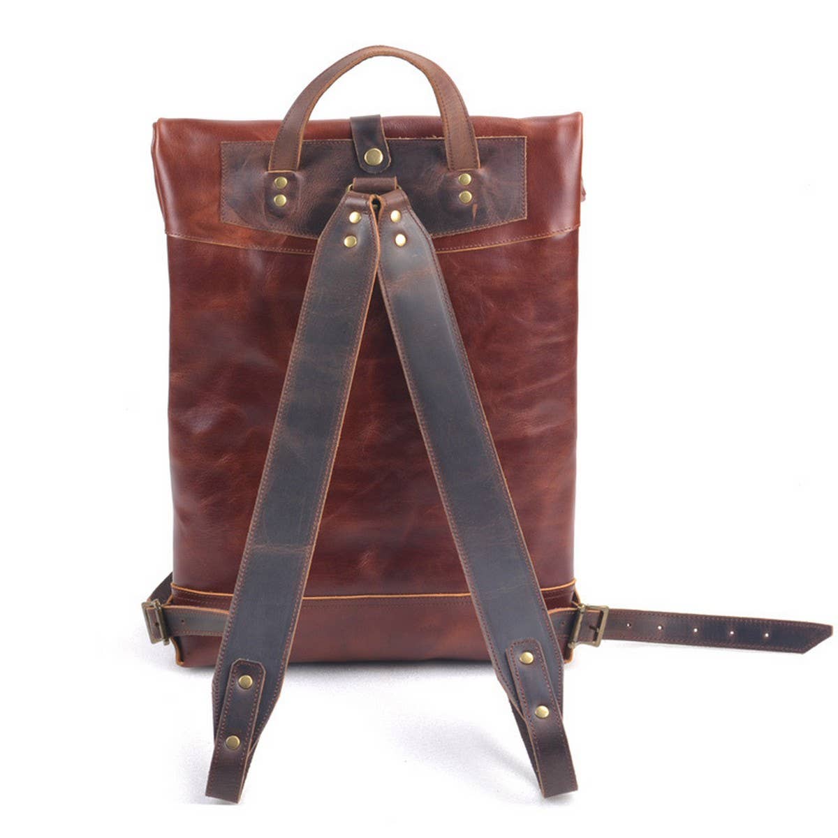 Vintage Leather Roll Top Laptop Backpack_Cwab5551