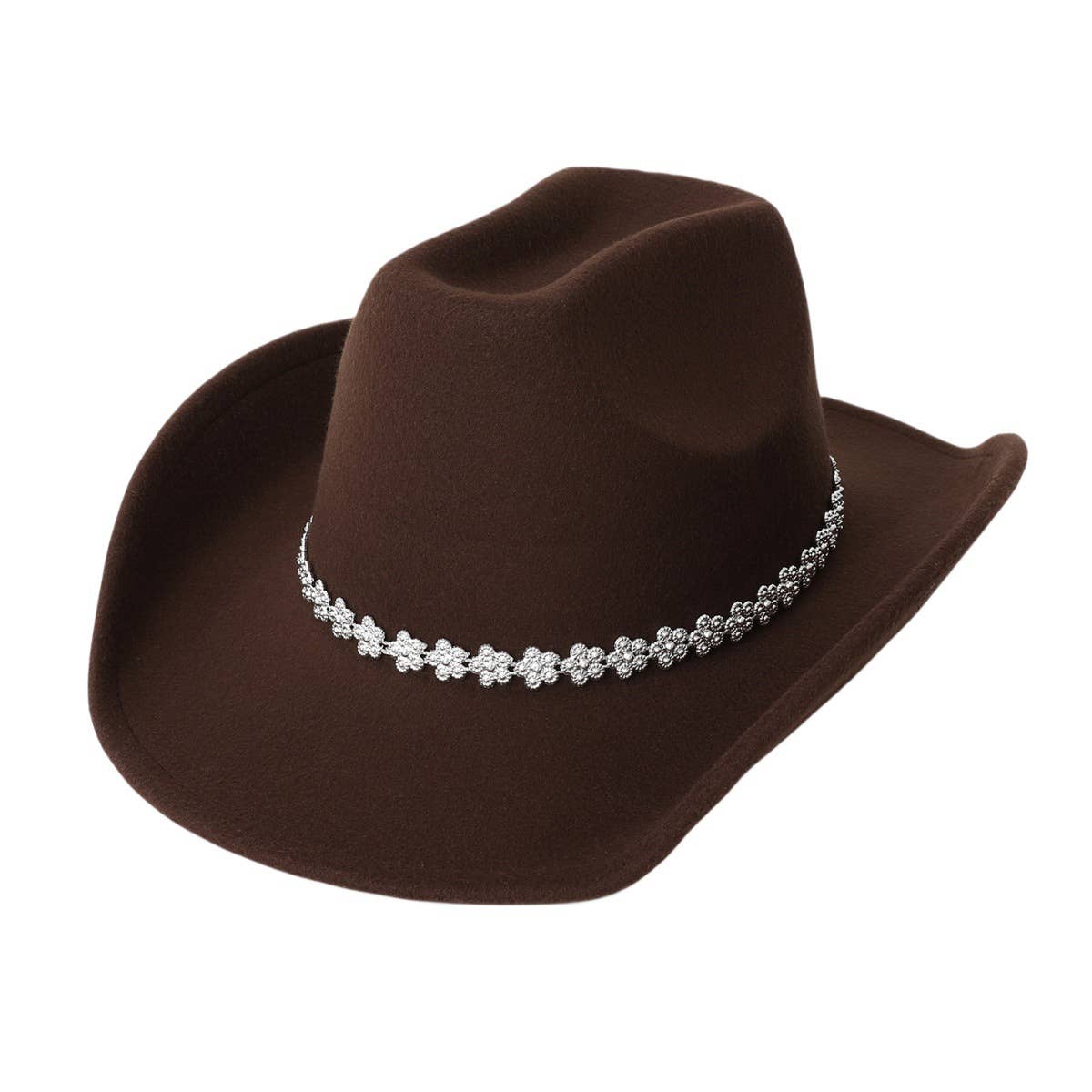 RHINESTONE WOOL FELT WESTERN COWBOY FEDORA HAT_CWAH3637