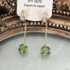 Unique Opal C-Shaped Tassel Stud Earrings