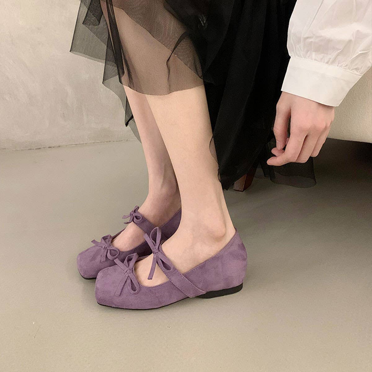 PINK BALLET FLATS WITH BOW PLATFORM MARY JANE_CWSHF0147