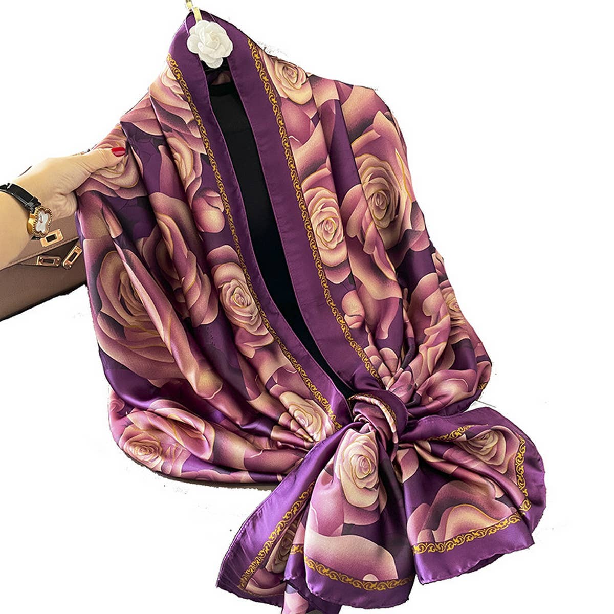 FALL SCARF FASHIONABLE PETAL PRINT LONG SHAWL_CWASC0521
