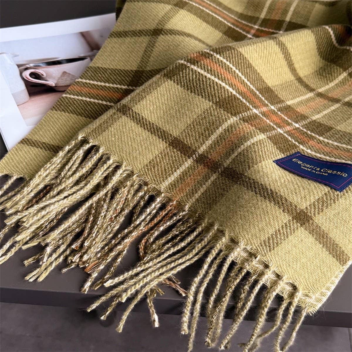 Classic Plaid Cashmere Feel Scarf For Women_Cwasc03235