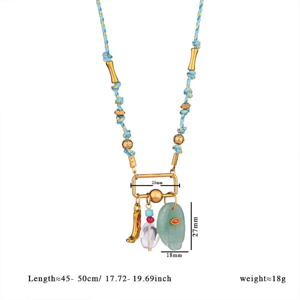 18K EYE PENDANT NECKLACE WITH NATURAL STONE_CWMM7526