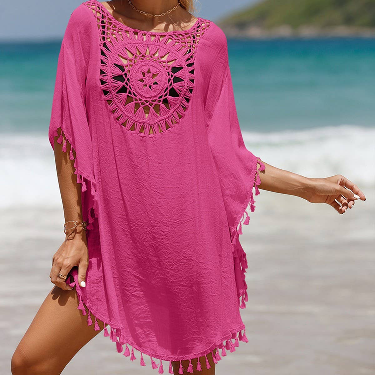 SOLID COLOR STITCHING SEXY BEACH SWIMSUIT COVER UP_CWMW0667