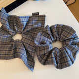 Blue Plaid Scrunchie Soft Gentle Fabric Tie_Cwaha08189