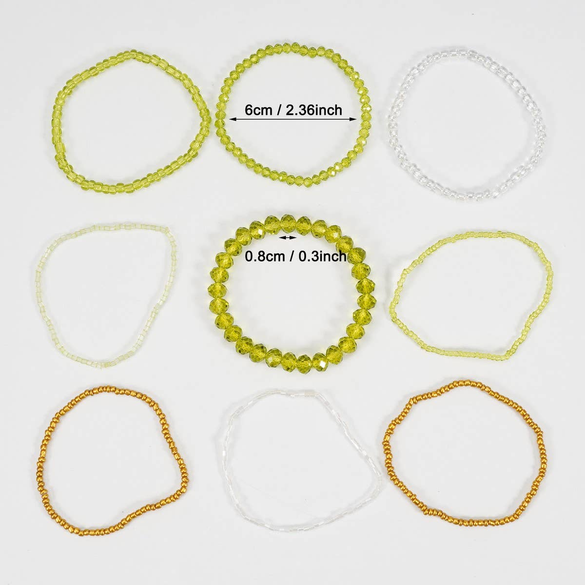 Cwaje05691_Boho Crystal Beaded Multi Layer Elastic Bracelet