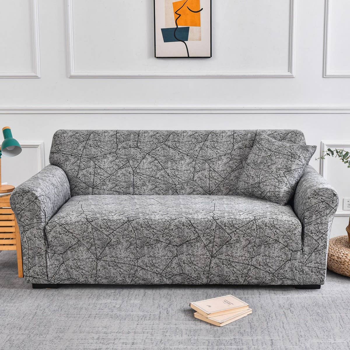 STRETCH SOFA COVER SOLID PRINT ALL IN ONE FIT_CWMM8309