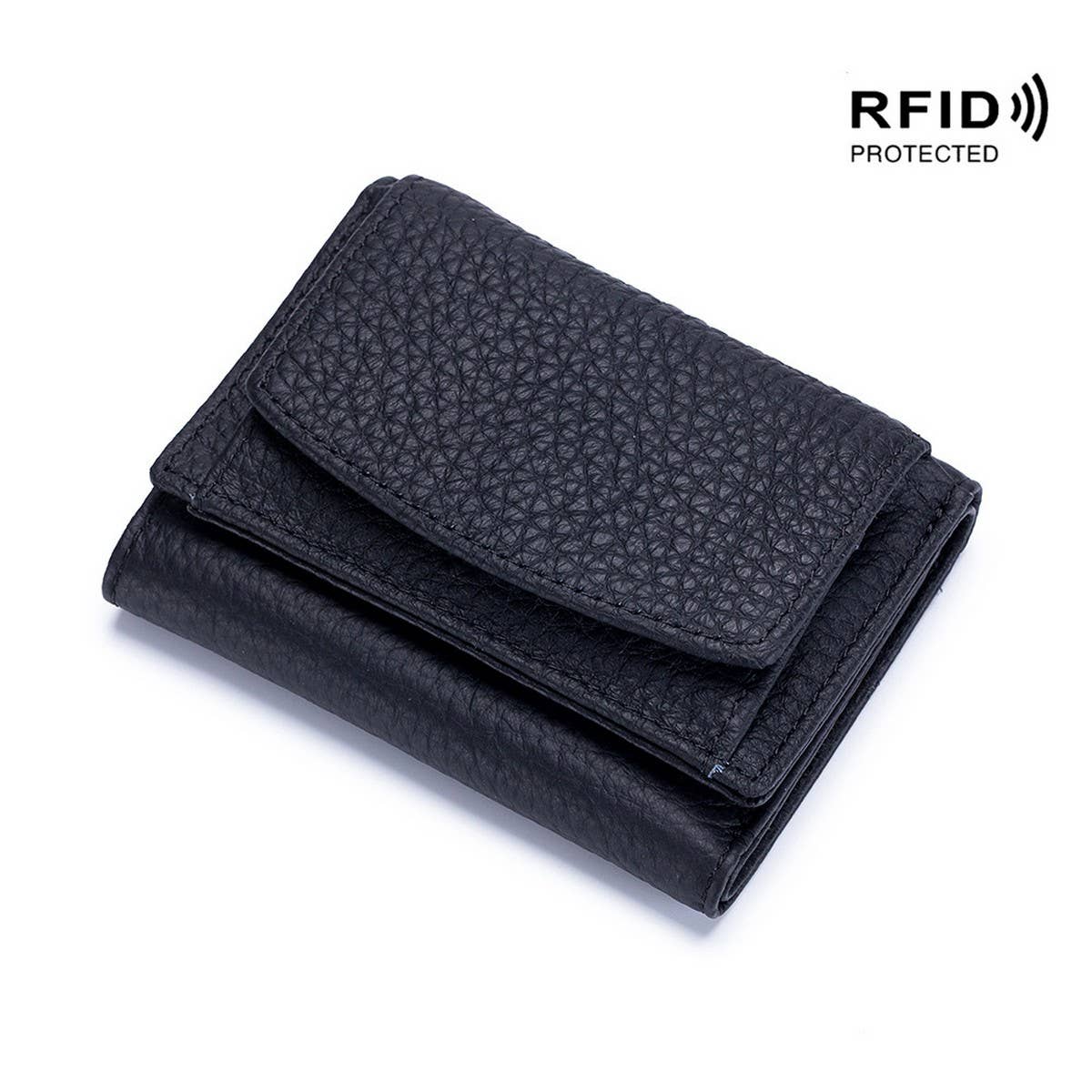 SHORT RFID COIN POCKET WALLET MINI LEATHER WALLET_CWAB3700