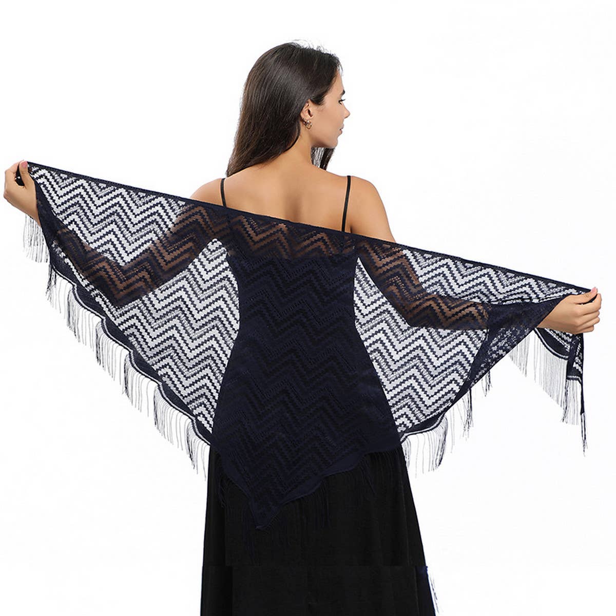 LACE WAVE TRIANGLE SCARF PARTY WRAP FOR WOMEN_CWASC1084