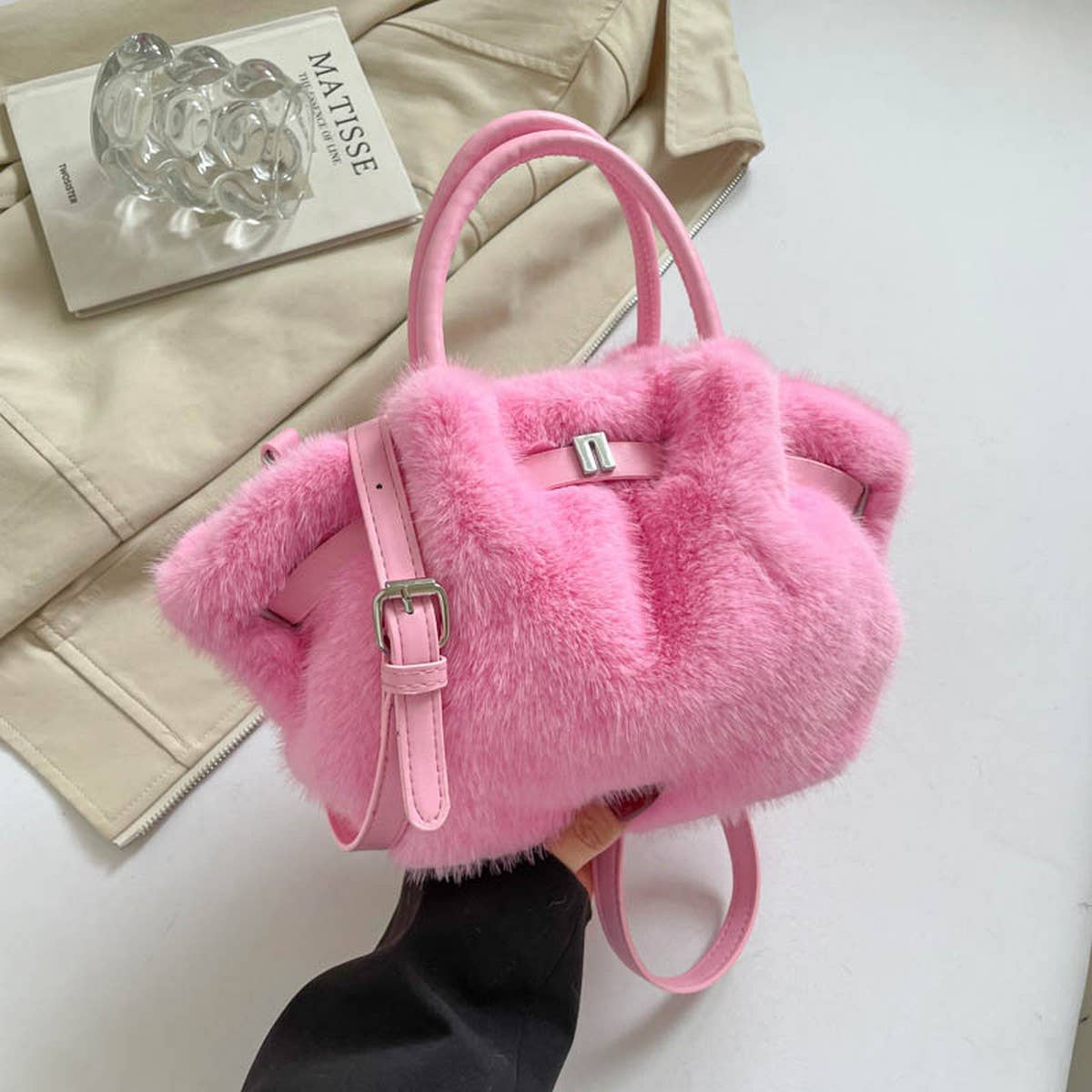 Soft Fur Bucket Bag ? Cute Crossbody Purse_Cuab00393