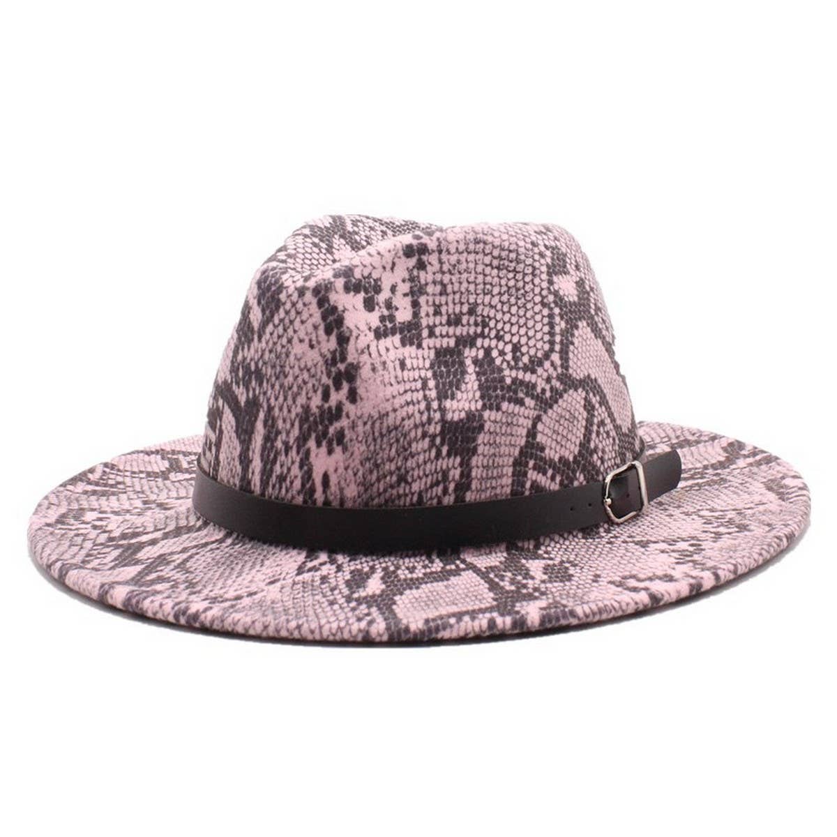 Wool Hat Snake Pattern Flat Brim Felt Hat Jazz Hat_Cwah2589