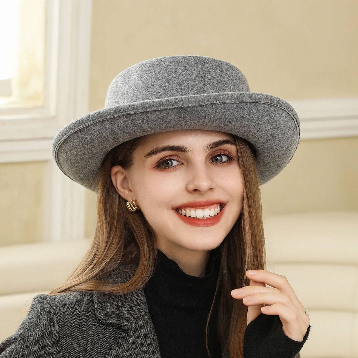 Womens Vintage Wide-Brimmed Fedora Fashion Hat_Cwah1974