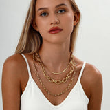 LAYERED SNAKEBONE HOOP TITANIUM NECKLACE_CWMM3675