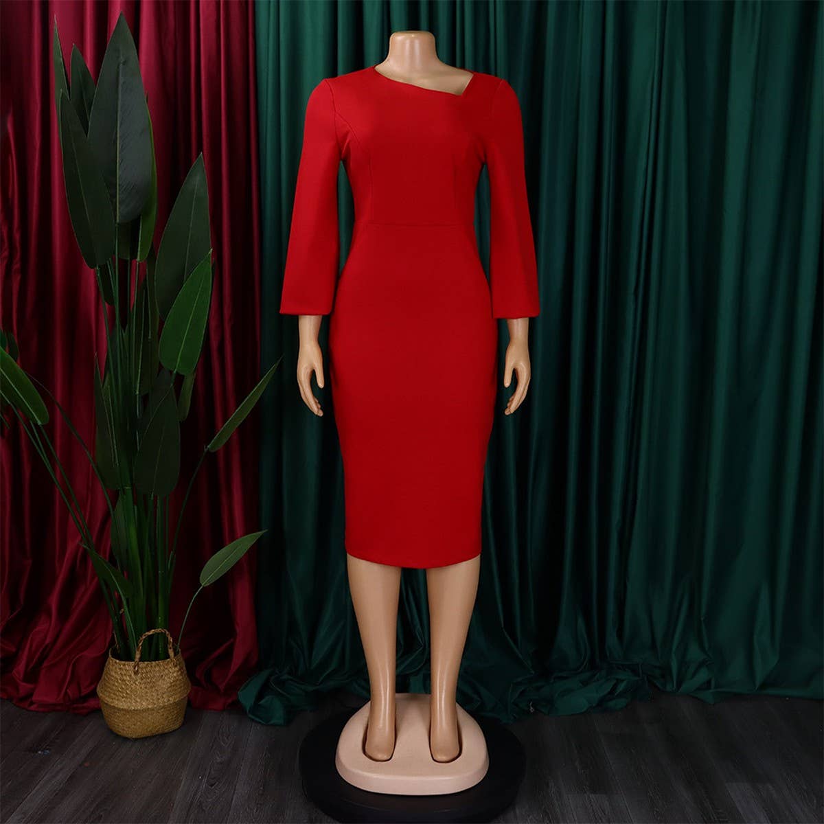 LONG SLEEVED FASHIONABLE AND ELEGANT TUNIC DRESS_CWDMD3666