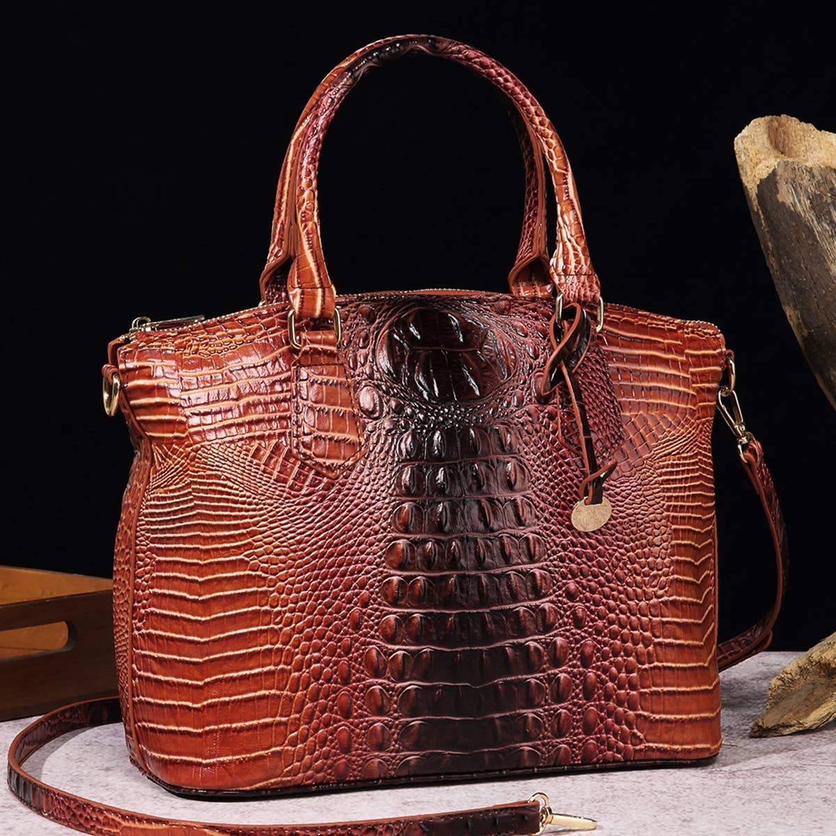CLASSY CROCODILE PATTERN TOP HANDLE BAG_CWAB0572