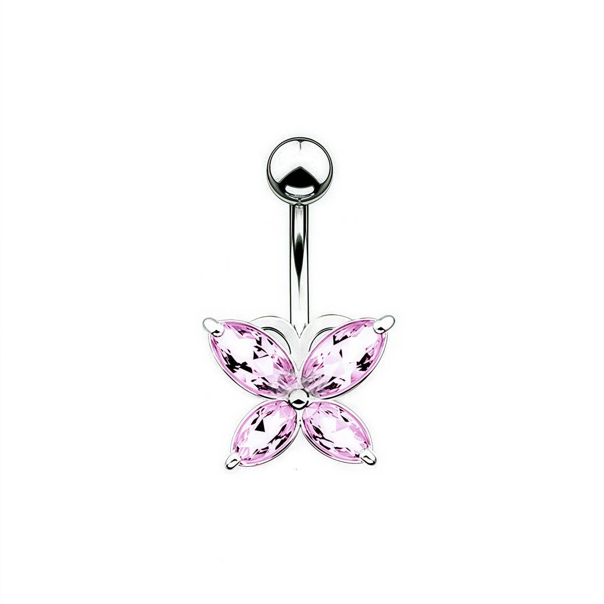 SILVER STAINLESS STEEL BUTTERFLY NAVEL RING_CWMM9384