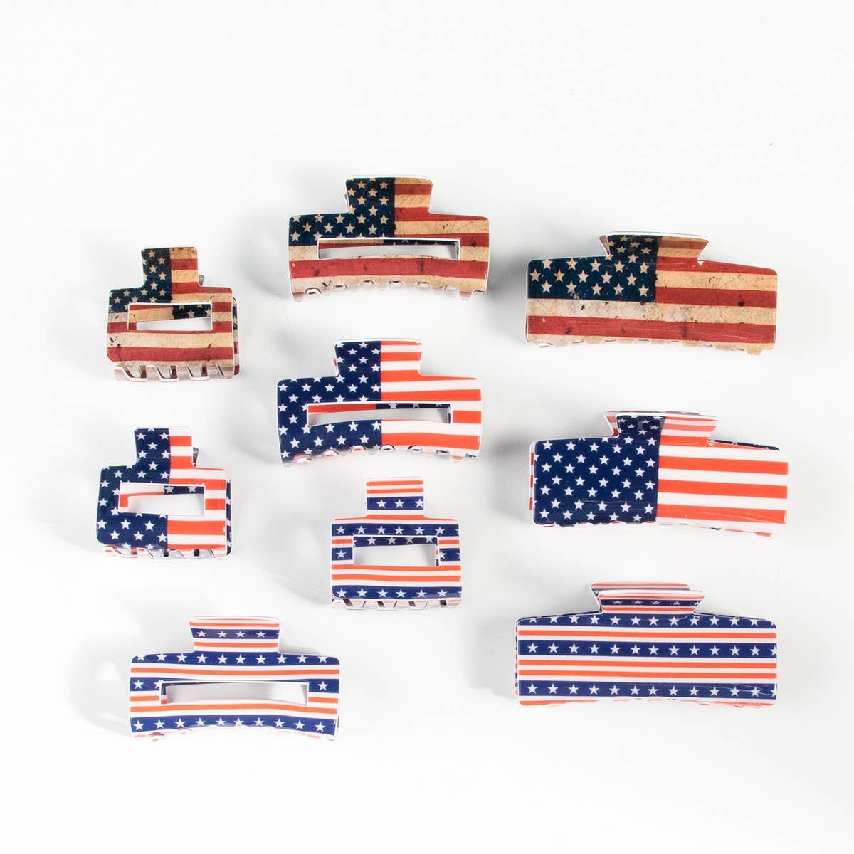 Cwaha1244_4Th Of July Flag 10Cm Rectangular Hair Claw Clip