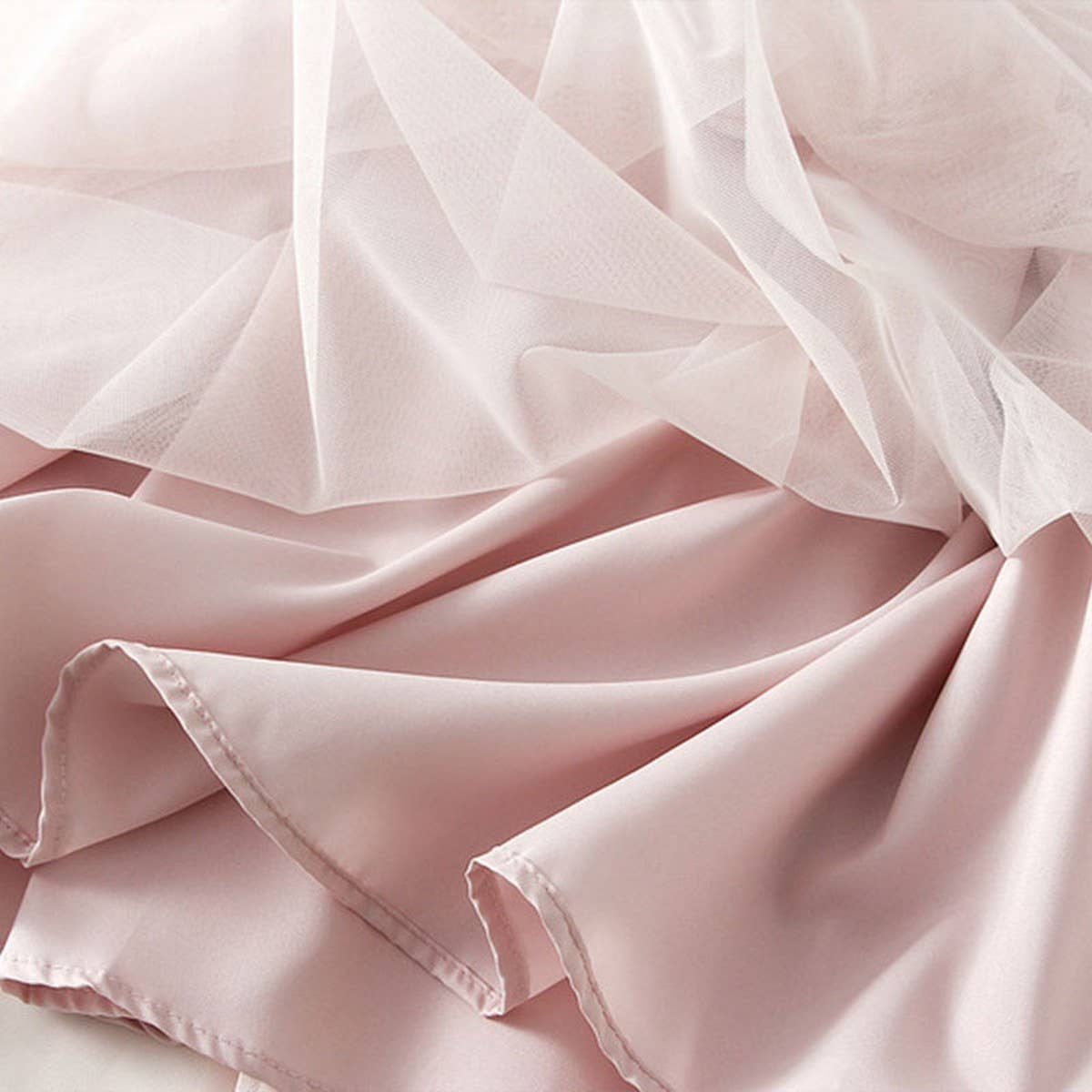 Vintage Pleated Lace Trim Tulle Maxi Skirt_Cwbms0348