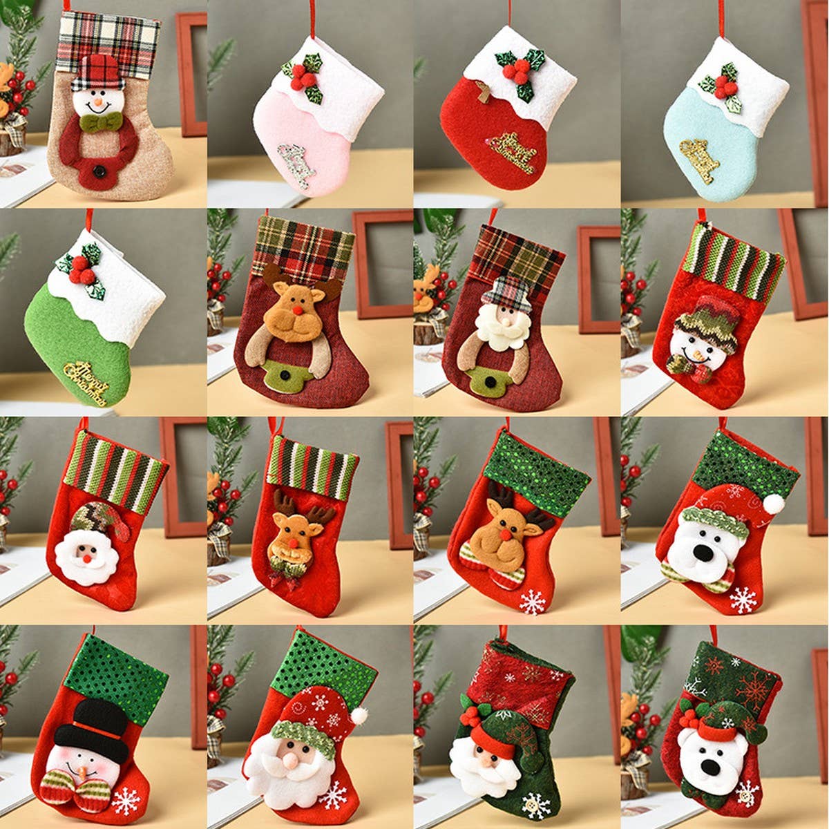 CHRISTMAS DECORATIONS WITH VARIOUS CHRISTMAS SOCKS_CWMS1433
