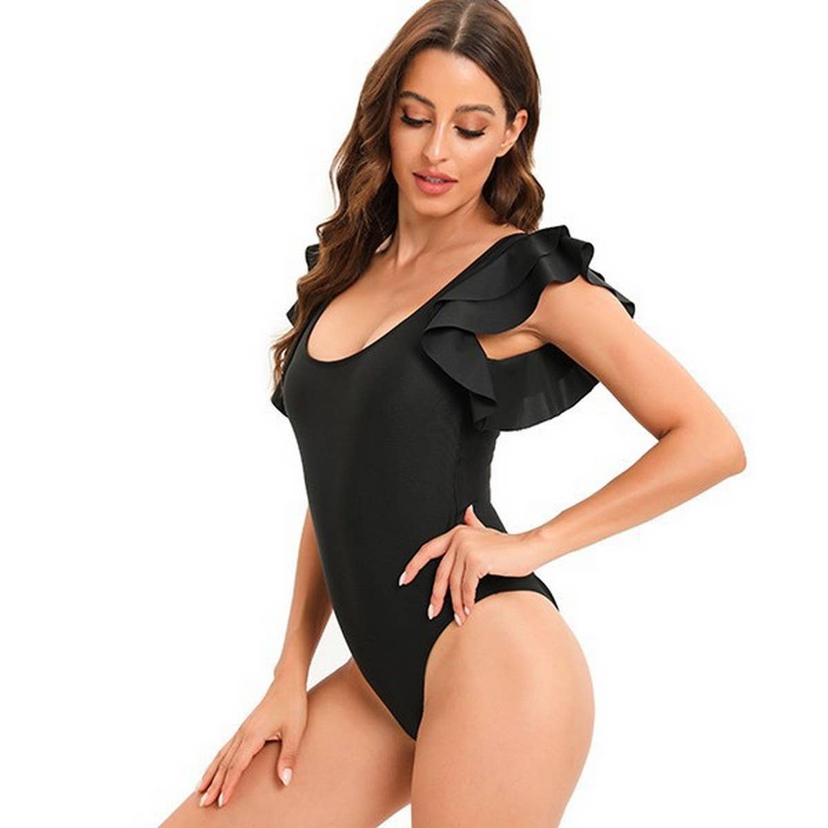 Womens Solid Color Bikini Sexy One-Piece Swimsuit