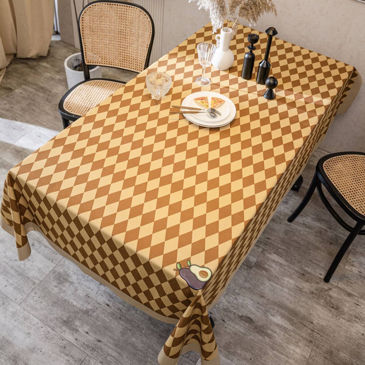 CHECKERBOARD TABLECLOTH SUEDE TABLECLOTH_CWMM0973