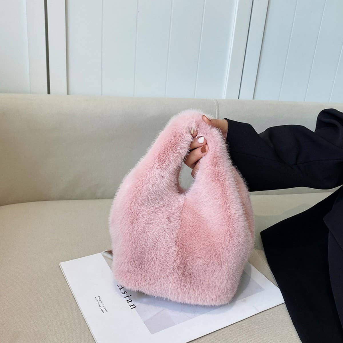 FAUX MINK FUR FLUFFY HANDBAG WOMEN SHOULDER BAG_CUAB00574