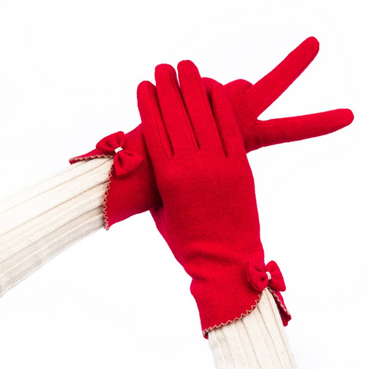 Womens Fashion Bow Touch Screen Gloves_Cwmm1555