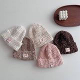 CHILDRENS STYLISH CURLED WHITE LABEL KNITTED HAT_CWAH2935