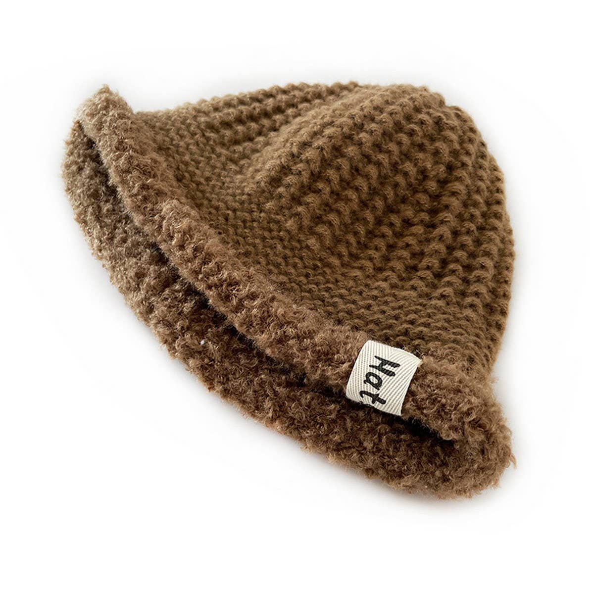 2 6 YEARS OLD PLUSH BRIM BUCKET HAT KNITTED HAT_CWAH2044