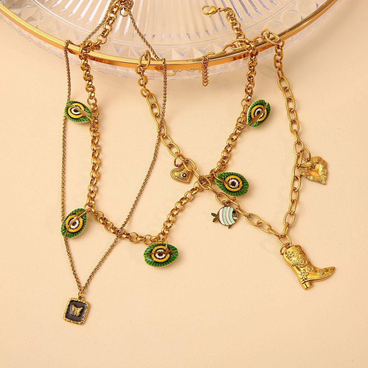 ORIGINAL STEEL NECKLACE WITH OCEAN PENDANT _CWMM8858