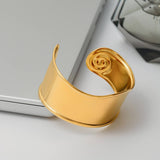 STYLISH 18K GOLD SPIRAL OPEN BANGLE NO FADE_CWAJE4724