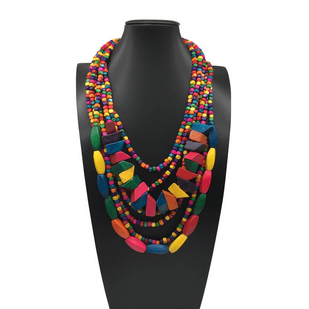 COLORFUL WOODEN MULTI LAYERED LONG NECKLACE_CWMM4557