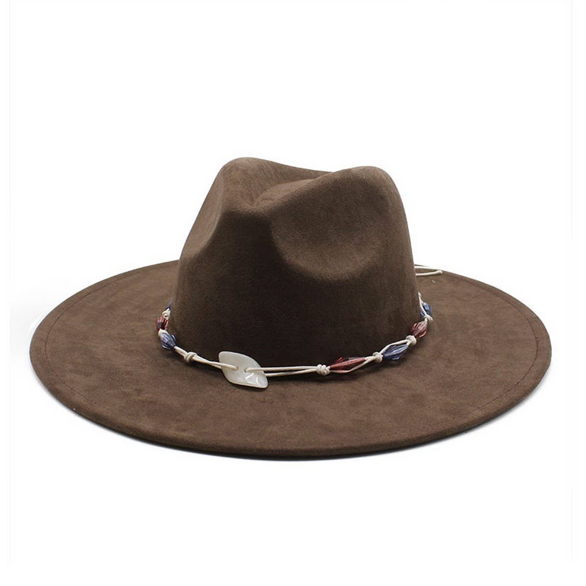 RETRO ETHNIC STYLE TASSEL SUEDE HAT WOOLEN JAZZ HAT_CWAH2524