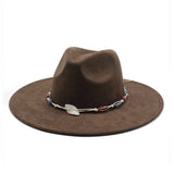 RETRO ETHNIC STYLE TASSEL SUEDE HAT WOOLEN JAZZ HAT_CWAH2524