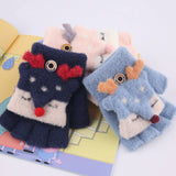 CARTOON HALF FINGER FLAP KNITTED VELVET GLOVES_CWAG0238