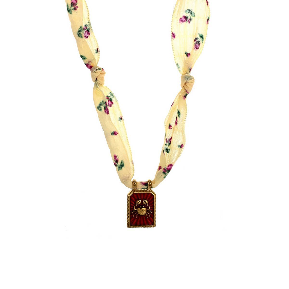 HANDMADE ZODIAC SILK SCARF NECKLACE WITH ENAMEL_CWMM8838