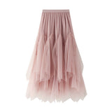 IRREGULAR PLEATED TULLE MIDI SKIRT WITH VOLUME_CWBMS0383