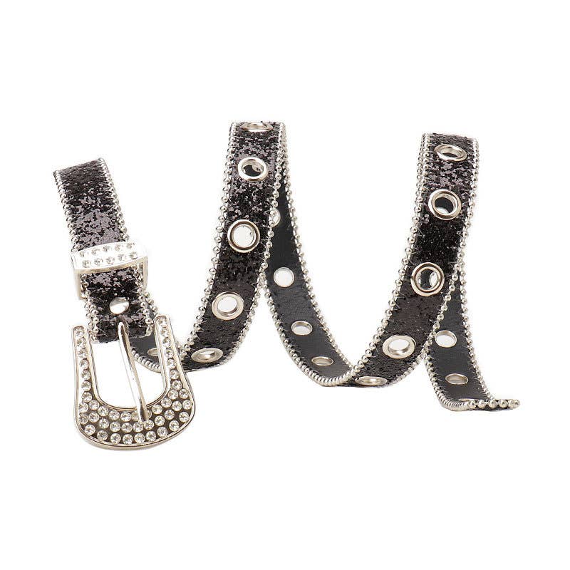 Trendy Rhinestone Needle Buckle Womens Belt