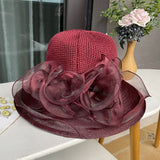 Women Organza Flower Sunscreen Hat_Cwah1208